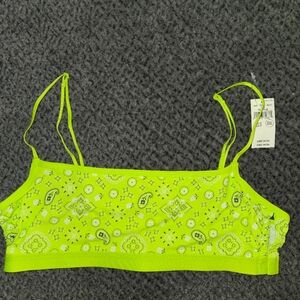NWT Aerie Neon Green Paisley Patterned Bralette..Size XS